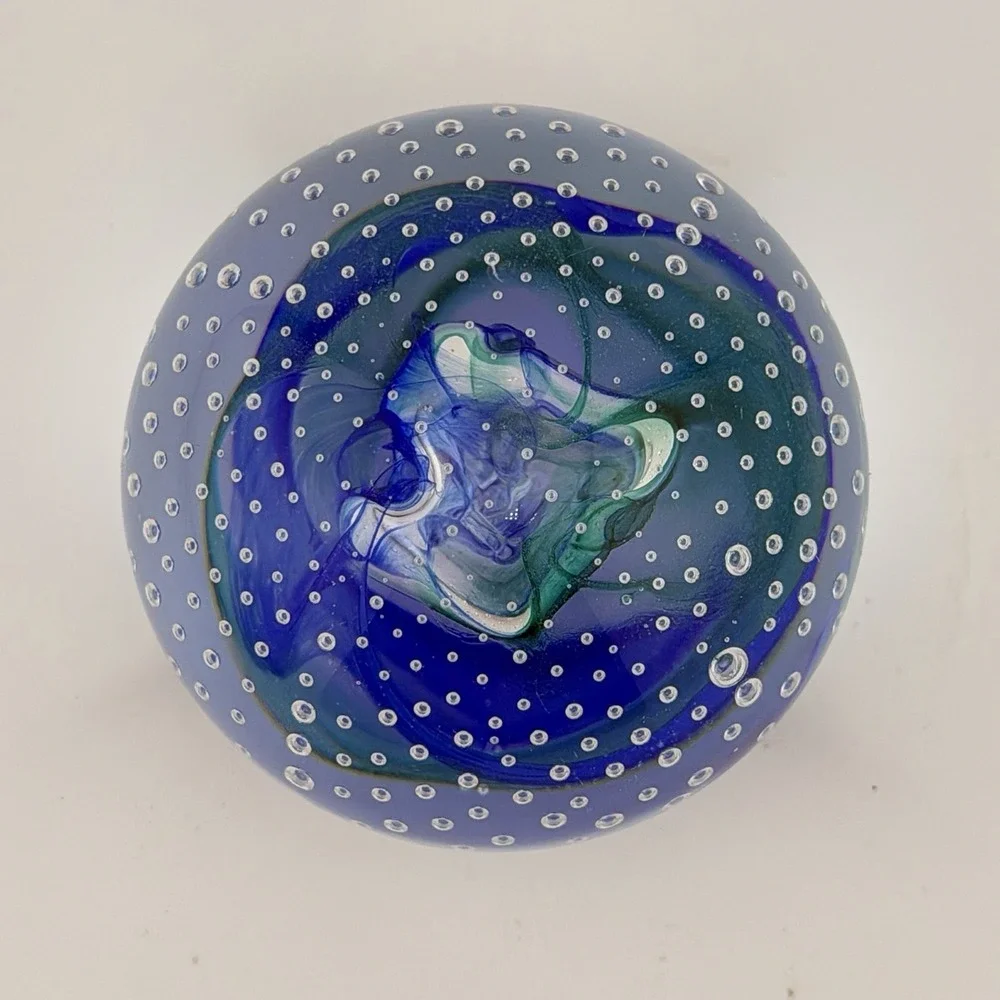 1993 Caithness Scotland Reflections Paperweight Blue Green 2 in Collectors Club